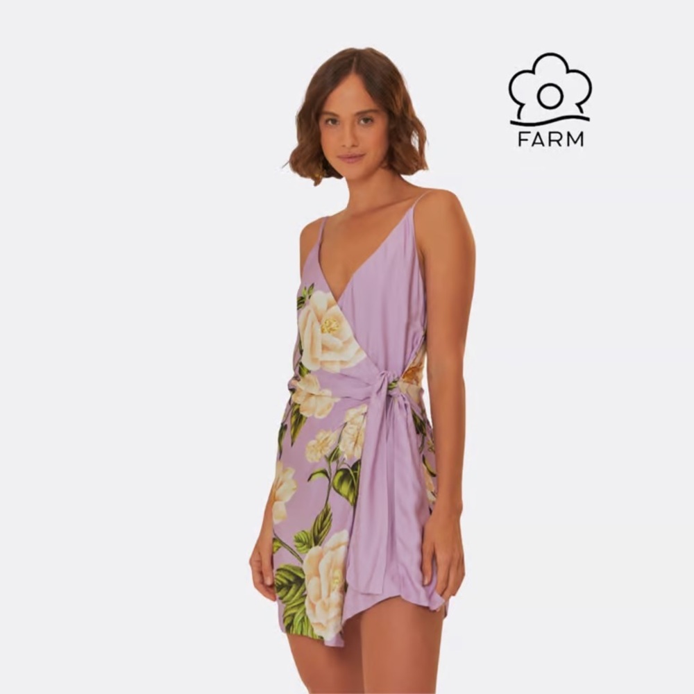 FARM Rio Lavender Floral Backless Dress
